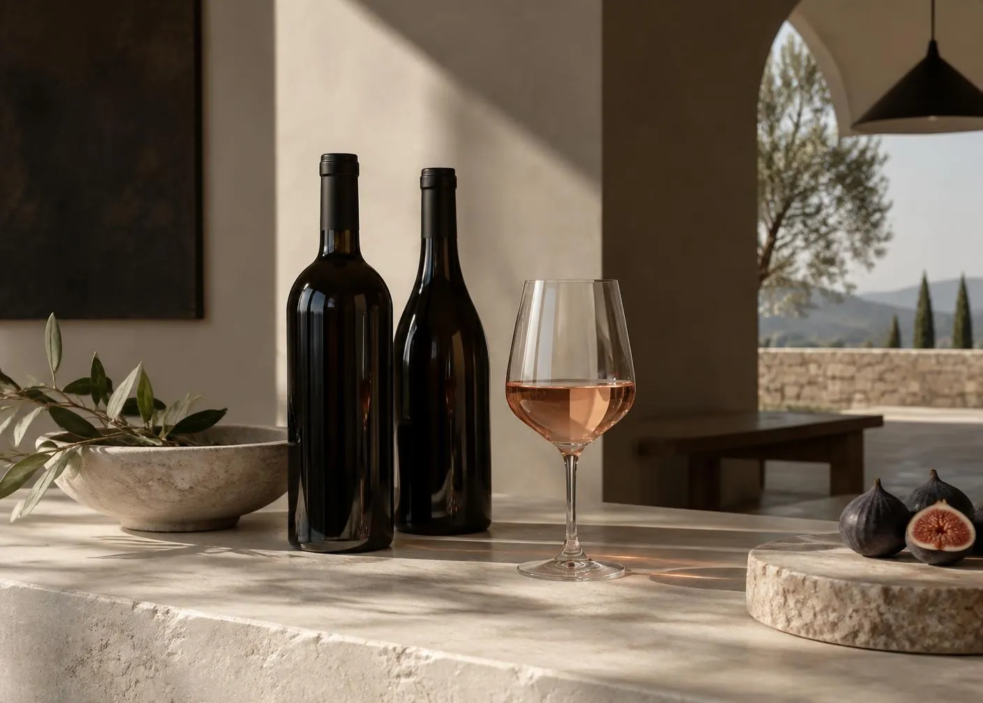 Bouteille de vin du domaine en nature morte